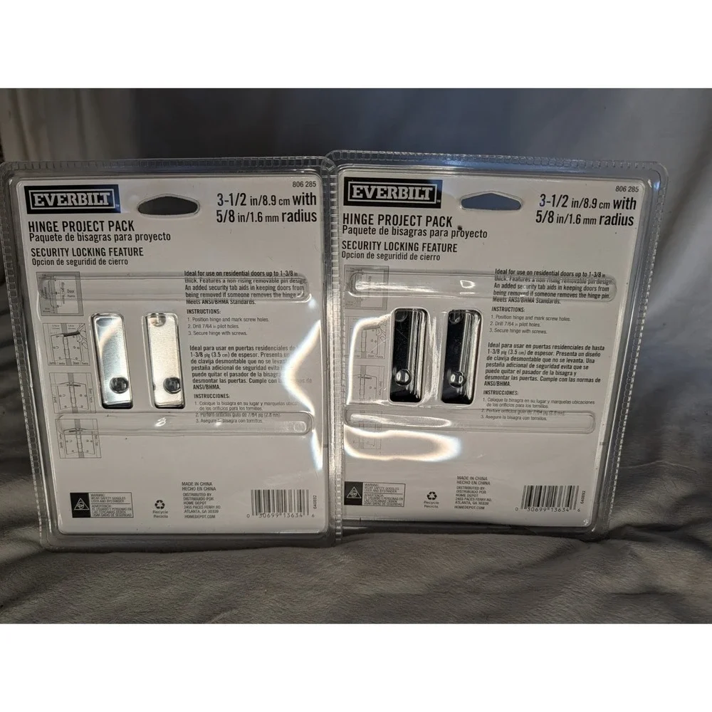 Door Hinges Value 2 Pack Of 3-1/2 in. Chrome 5/8 in. Radius Security Everbilt